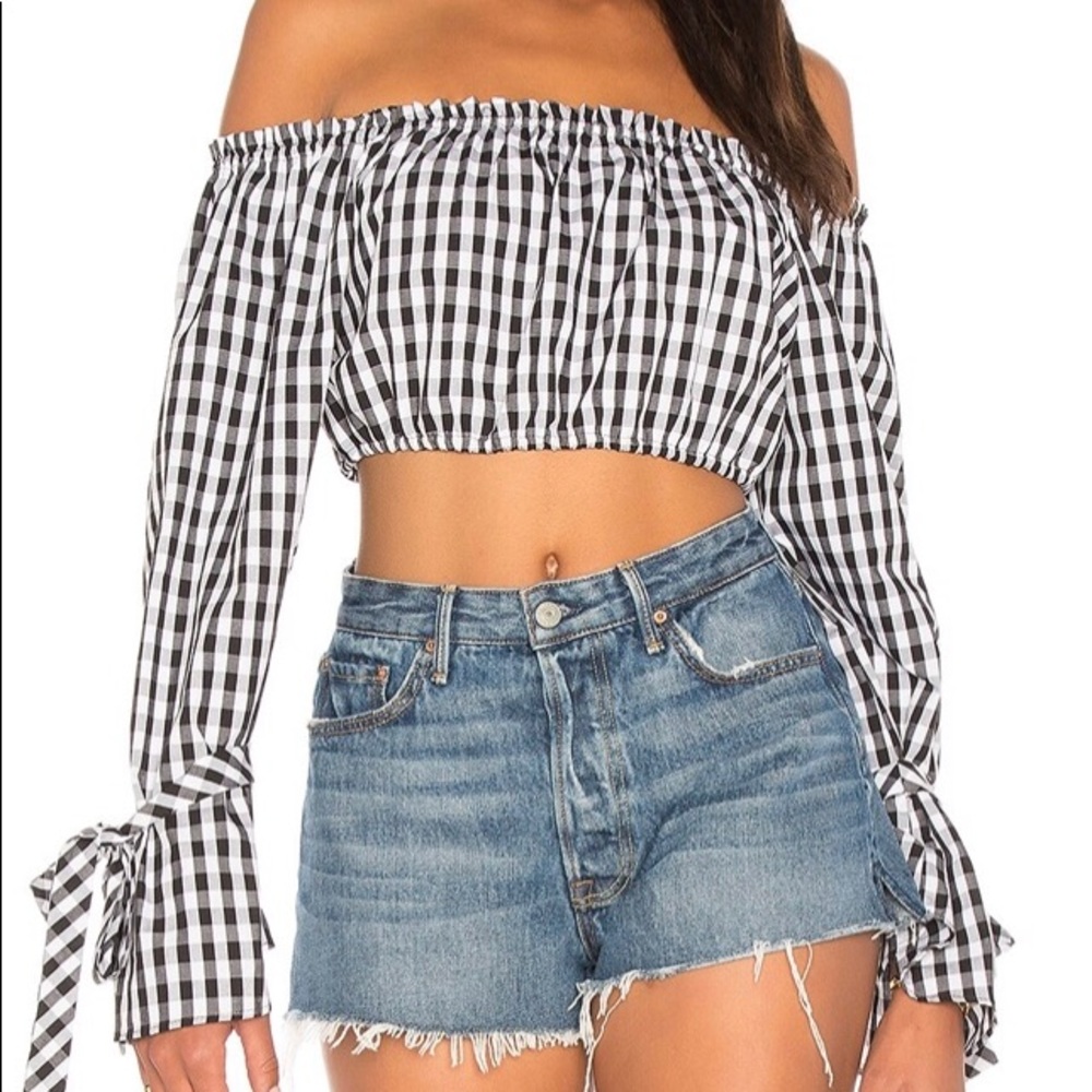 Revolve backstage Joni plaid top!